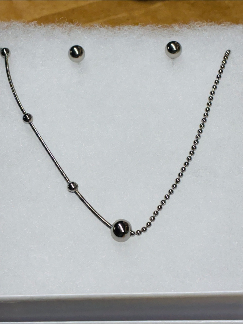 Sterling Silver Bead Station Necklace and Earrings